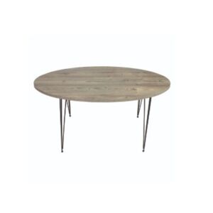 Toscohome Table basse ovale 40x50h pour salon gris pin Terek pieds noirs