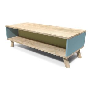 ABC MEUBLES Table basse scandinave bois rectangulaire Viking - - Bleu pastel, Jaune - / - Bleu pastel, Jaune