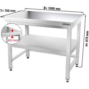 GGM GASTRO - Table de travail en inox PREMIUM - 1000x700mm - avec fond de base & entretoise