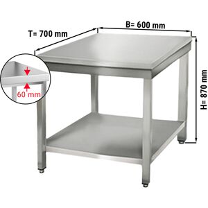 GGM GASTRO - Table de travail en inox ECO - 600x700mm - avec fond de base sans rebord