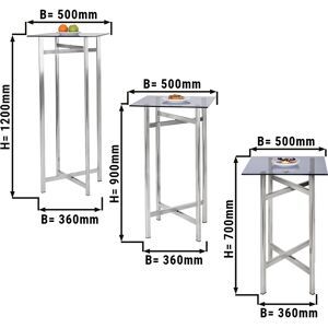 GGM GASTRO - (3 Pièces) Ensemble table basse/support (pliable) - hauteur 70, 90 et 120 cm