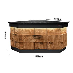 GGM GASTRO - Table de caisse d'angle TORONTO - 1570mm - Façade bois - Plan de travail en granit noir Noir mat
