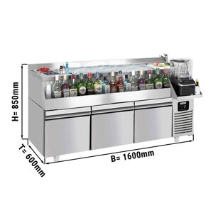 GGM Gastro - Table réfrigérée pour bar & boissons - 1600x600mm - 235 litres - avec 3 tiroirs & étagères Argent - Publicité