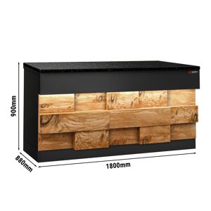 GGM GASTRO - Table de caisse TORONTO - 1800mm - Façade bois - Plan de travail en granit noir Noir mat