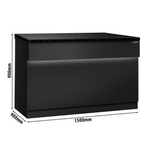 GGM GASTRO - Table de caisse TORONTO - 1500mm - Façade noire - Plan de travail en granit noir Noir mat