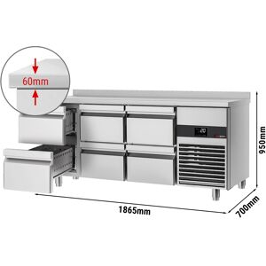 GGM GASTRO - Table réfrigérée PREMIUM - 1865x700mm - 6 tiroirs & rebord