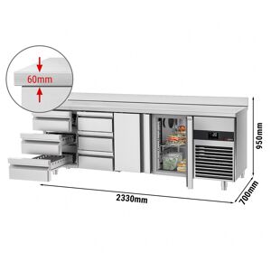 GGM GASTRO - Table réfrigérée PREMIUM - 2300x700mm - avec 2 portes & 6 tiroirs & avec rebord