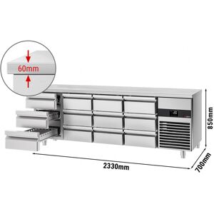 GGM GASTRO - Table réfrigérée PREMIUM - 2300x700mm - 12 tiroirs