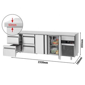 GGM GASTRO - Table réfrigérée PREMIUM - 2300x700mm - avec 2 portes & 4 tiroirs
