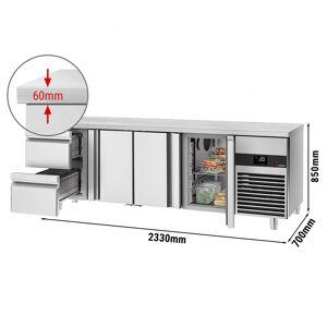 GGM GASTRO - Table réfrigérée PREMIUM - 2300x700mm - avec 3 portes & 2 tiroirs