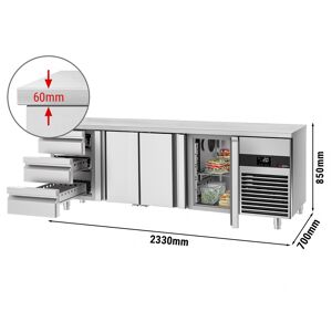 GGM GASTRO - Table réfrigérée PREMIUM - 2300x700mm - avec 3 portes & 3 tiroirs