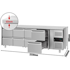 GGM GASTRO - Table réfrigérée ECO - 2200x700mm - avec 8 tiroirs