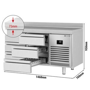 GGM GASTRO - Table réfrigérée PREMIUM PLUS - 1468x700mm - 6 tiroirs & rebord