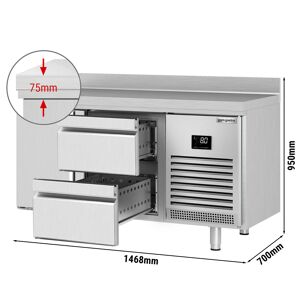 GGM GASTRO - Table réfrigérée PREMIUM PLUS - 1468x700mm - avec 1 porte & 2 tiroirs & avec rebord