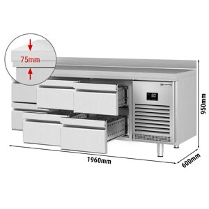GGM GASTRO - Table réfrigérée PREMIUM PLUS - 1960x600mm - 6 tiroirs & rebord