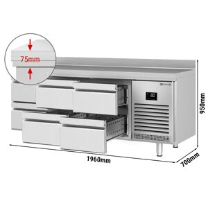 GGM GASTRO - Table réfrigérée PREMIUM PLUS - 1960x700mm - 6 tiroirs & rebord