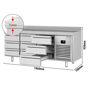 GGM GASTRO - Table réfrigérée PREMIUM PLUS - 1960x700mm - 9 tiroirs & rebord