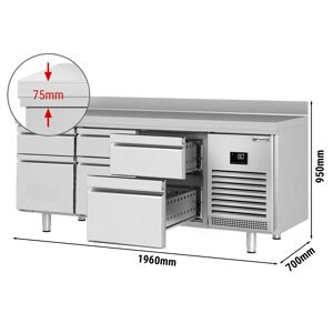 GGM GASTRO - Table réfrigérée PREMIUM PLUS - 1960x700mm - 6 tiroirs & rebord