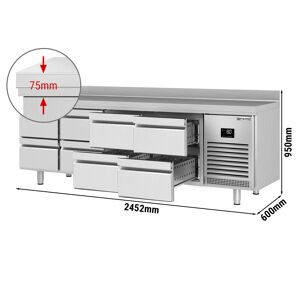 GGM GASTRO - Table réfrigérée PREMIUM PLUS - 2452x600mm - 8 tiroirs & rebord