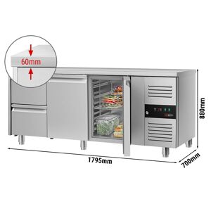 GGM GASTRO - Table réfrigérée ECO - 1800x700mm - avec 2 portes & 2 tiroirs
