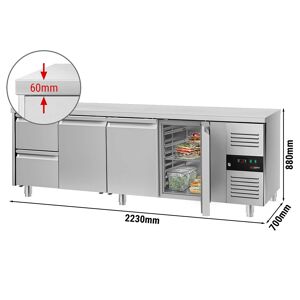 GGM GASTRO - Table réfrigérée ECO - 2200x700mm - avec 3 portes & 2 tiroirs