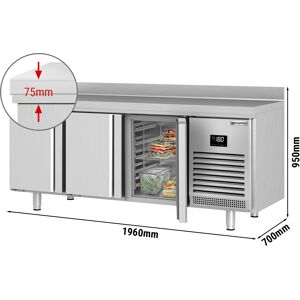 GGM GASTRO - Table de congélation PREMIUM PLUS - 1960x700mm - avec 3 portes & avec rebord