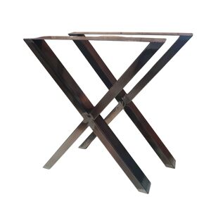 Bc-elec - HMLT-3-RUS Jeu de 2 Pieds de table en acier brut vernis format X, Pieds de table metal 60x72cm, Design Industriel