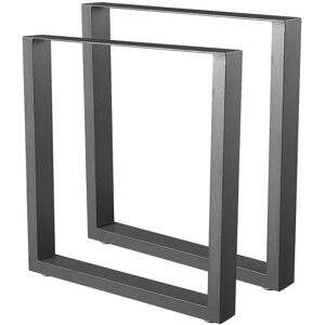 Bc-elec - HM7072-B Jeu de 2 Pieds de table en acier format rectangulaire noir, Pieds pour meubles, Pieds de table metal 70x72cm