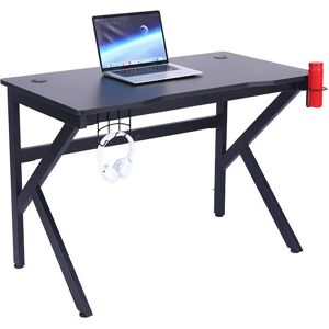 Bc-elec - WD0004 Bureau gamer 110x60x75cm table ordinateur gaming avec passe-câbles, porte-gobelet et support casque