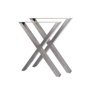 Bc-elec - HMLT-3 Jeu de 2 Pieds de table en acier brut vernis format X, Pieds de table metal 60x72cm