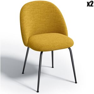 Sia Home - 2 Chaises Ella Tissu Tramé effet velours moutarde - 54x50x77.5 cm Moutarde - Publicité