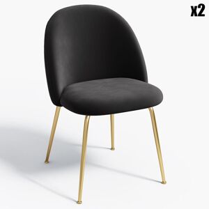 Sia Home - 2 Chaises Ella Velours noir - 54x50x77.5 cm Noir - Publicité