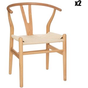 Atmosphera - 2 Chaises Priam beiges - 54x52x76 cm Beige - Publicité