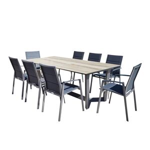 Ozalide - Ensemble repas jul/minea table jul avec plateau + 8 fauteuils minea chêne/gris ChêneGris - Publicité