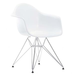 Vitra - Eames Plastic Armchair DAR, chrome / blanc (patins en feutre noir)