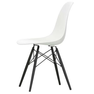 Vitra - Chaise Eames Plastic Side DSW (H 43 cm), erable noir / blanc, patins feutre noirs (sols durs)