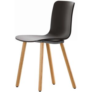 Vitra - Chaise Hal RE Wood, basic dark / chêne naturel, patins en plastique basic dark (moquette)