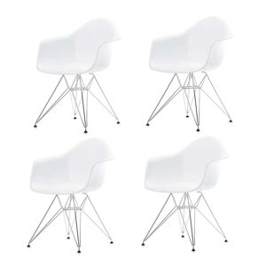 Vitra - Set d'action Eames Plastic Armchair DAR, chrome / blanc (patins en feutre basic dark) (set de 4)