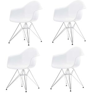 Vitra - Set d'action Eames Plastic Armchair DAR, chromé / blanc (patins en feutre basic dark) (set de 4)