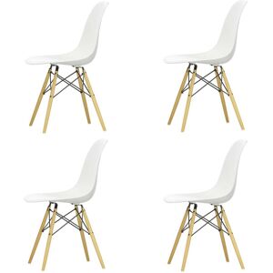 Vitra - Eames Plastic Side Chair DSW, erable jaunatre / blanc (patins en feutre blanc) (lot de 4)