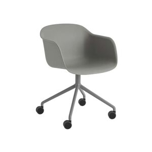 Muuto - Fauteuil pivotant à roulettes en fibre de verre, gris