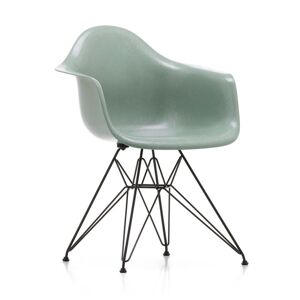 Vitra - Fauteuil eames en fibre de verre dar, basic dark / eames sea foam green (patins en feutre basic dark)