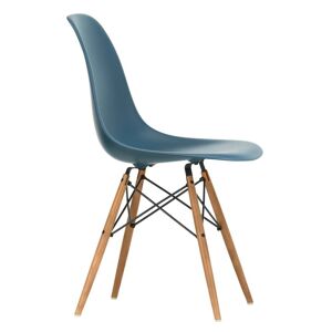 Vitra - Eames Plastic Side Chair DSW, frene couleur miel / bleu mer (patins feutres blancs)