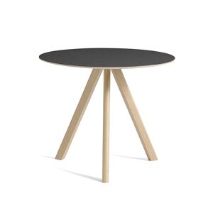 HAY - Table Copenhague CPH20 Ø 90 cm, chene laque / linoleum noir