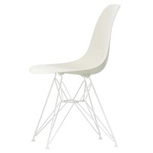 Vitra - Chaise laterale en plastique eames dsr, blanc / galet (patins en feutre blanc)