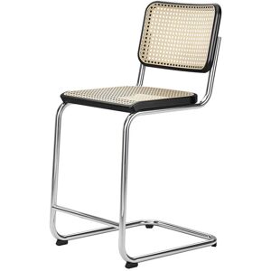 Thonet S 32 VHT Chaise de bar SH 64 cm chrome hetre teinte noir cannage avec tissu de soutien