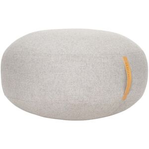 Hübsch Interior - Pouf avec poignee en cuir, Ø 70 x H 35 cm, gris