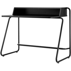 Thonet S 1200 Secretaire acier noir corps en MDF noir profond RAL 9005 table en hetre teinte noir