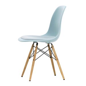 Vitra - Chaise d'appoint Eames en plastique DSW avec coussin d'assise, frene couleur miel / gris glace (patins en feutre de base fonce)