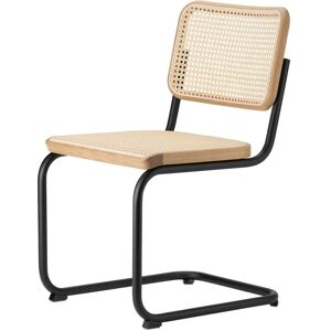 Thonet - S 32 V Chaise, noir mat / chêne / cannage avec tissu de soutien (édition spéciale 2022)